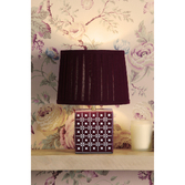 Photograph: Laura Ashley Claudina  Purple Ceramic Table Lamp Complete With Antique Brass Detailing And Purple Linen Tapered Drum Shade