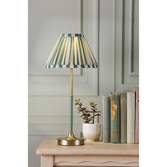 Photograph: Laura Ashley Denwick Matt Antique Brass Table Lamp Complete With A Green Cotton Mix Tapered Drum Shade