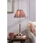 Photograph: Laura Ashley Denwick Matt Antique Brass Table Lamp Complete With A Red Cotton Mix Tapered Drum Shade