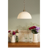 Photograph: Laura Ashley Durford Large Single Pendant Light Complete With White Ceramic Ribbed Glass Shade