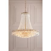 Photograph: Laura Ashley Enid Grande Matt Antique Brass 5 Light Chandelier With Faceted Crystal Decoration