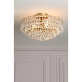 Photograph: Laura Ashley Enid Matt Antique Brass 5 Light Semi-Flush With Faceted Crystal Decoration