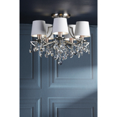 Photograph: Laura Ashley Enstone 5 Light Semi-Flush Polished Nickel and Crystal With Shade