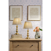 Photograph: Laura Ashley Ezra Twin Pack of Antique Brass Table Lamps Complete With Pleated Oatmeal Shades - Switched
