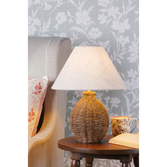 Photograph: Laura Ashley Fernhill Antique Brown Rattan Effect Table Lamp Complete With Natural Linen Coolie Shade