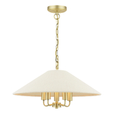 Photograph: Laura Ashley Harland Matt Antique Brass Harland 5 Light Pendant Light Complete With Natural Linen Coolie Shade