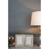 Photograph: Laura Ashley Harrison Double Photo Frame Natural Linen With Polished Silver Detail - 2x 4x6