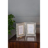 Photograph: Laura Ashley Harrison Double Photo Frame Pale Charcoal Linen With Polished Silver Detail - 2x 4x6