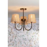 Photograph: Laura Ashley Hasfield 3 Light Semi-Flush Satin Bronze Ceiling Light Complete With Natural Rattan Shades