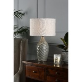 Photograph: Laura Ashley Heathfield Gloss Grey Ceramic Table Lamp Complete With Natural Shade