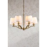 Photograph: Laura Ashley Hemsley 6 Light Chandelier Matt Antique Brass With Shade