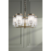 Photograph: Laura Ashley Hilcote Matt Antique Brass 5 Light Multi-Arm Ceiling Light Complete With Clear Glass Decoration