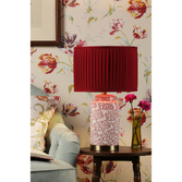 Photograph: Laura Ashley Knipton Red Ceramic Table Lamp With Antique Brass Detailing Complete With Red Fabric Drum Shade