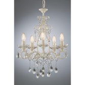 Photograph: Laura Ashley LA3519754-Q Shamley 5 Light Matt White Chandelier Complete With Glass Droppers