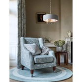 Photograph: Laura Ashley LA3567326-Q Sorrento Satin Nickel 3 Light Pendant Light Complete With Natural Linen Shade