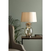 Photograph: Laura Ashley LA3702785-Q Pineapple Cream Gold & Champagne Glass Large Table Lamp Complete With Taupe Faux Silk Shade