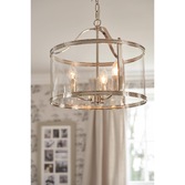 Photograph: Laura Ashley LA3713744-Q Harrington Polished Nickel & Clear Glass 3 Light Lantern Pendant