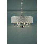 Photograph: Laura Ashley LA3718274-Q Sorrento Polished Nickel 6 Light Pendant Light Complete With Silver Linen Shade