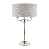 Photograph: Laura Ashley LA3718286-Q Sorrento Polished Nickel 3 Light Table Lamp Complete With Silver Linen Shade And Switch