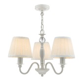 Photograph: Laura Ashley LA3724941-Q Ellis Satin Grey & Crystal 3 Light Chandelier Complete With Ivory Cotton Shades