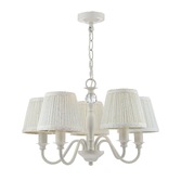 Photograph: Laura Ashley LA3725830-Q Ellis Satin Grey & Crystal 5 Light Chandelier Complete With Ivory Cotton Shades