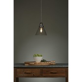 Photograph: Laura Ashley LA3727729-Q Isaac Satin Nickel Single Pendant With Clear Glass Shade