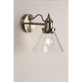 Photograph: Laura Ashley LA3727742-Q Isaac Antique Brass Wall Light With Clear Glass Shade