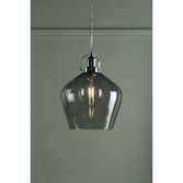 Photograph: Laura Ashley LA3734717-Q Rye Polished Nickel Single Pendant With Smoked Glass Shade