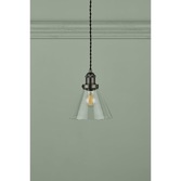 Photograph: Laura Ashley LA3742245-Q Isaac Industrial Nickel Single Pendant With Clear Glass Shade