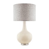 Photograph: Laura Ashley LA3742272-Q Grace Opal Patterned Glass Table Lamp Complete With Grey Linen Shade