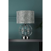 Photograph: Laura Ashley LA3742828-Q Aidan Polished Chrome & Glass Round Table Lamp Complete With Grey Linen Shade