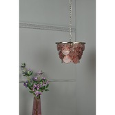 Photograph: Laura Ashley LA3744090-Q Kiarna Antique Brass 4 Light Pendant With Pink Glass Discs