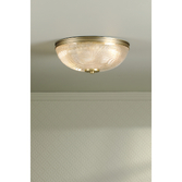 Photograph: Laura Ashley Langdon Matt Antique Brass Flush Bathroom Ceiling Light Complete WIth Textured Glass - IP44