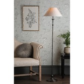 Photograph: Laura Ashley Ludchurch Floor Lamp In Industrial Black Complete With Linen Shade - LA3756241-Q