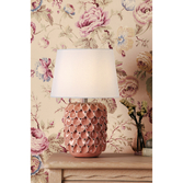 Photograph: Laura Ashley Marwick Pink Ceramic Table Lamp Complete With White Linen Drum Shade