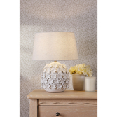 Photograph: Laura Ashley Marwick White Ceramic And Brushed Silver Table Lamp Complete With Natural Linen Tapered Drum Shade
