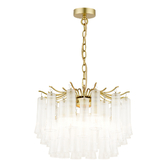 Photograph: Laura Ashley Matt Antique Brass 4 Light Pendant Complete With Ribbed Glass Droppers