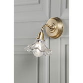 Photograph: Laura Ashley Matt Antique Brass Single Wall Light Complete With Clear Flower Shaped Glass