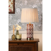 Photograph: Laura Ashley Medlock Purple And Antique Brass Ceramic Table Lamp Complete With Natural Linen Tapered Drum Shade