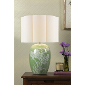 Photograph: Laura Ashley Pashley Green Ceramic Table Lamp Complete With Ivory Scalloped Linen Shade
