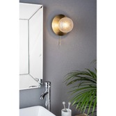 Photograph: Laura Ashley Prague Single Bathroom Wall Light In Satin Brass With Textured Glass Globe - IP44