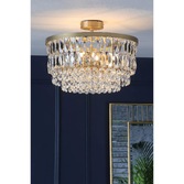 Photograph: Laura Ashley Rhosill 3 Light Semi Flush Antique Brass Crystal Ceiling Light - LA3756206-Q