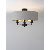 Photograph: Laura Ashley Sorrento 3 Light Semi-Flush Matt Black With Natural Shade