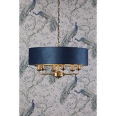 Photograph: Laura Ashley Sorrento 6 Light Pendant Antique Brass With Blue Shade