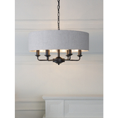 Photograph: Laura Ashley Sorrento 6 Light Shadelier Matt Black With Natural Shade