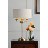 Photograph: Laura Ashley Sorrento Matt Antique 3 Light Table Lamp Complete With Natural Shade - Switched