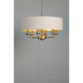 Photograph: Laura Ashley Sorrento Matt Antique Brass 6 Pendant Light Ceiling Light Complete With Natural Shade