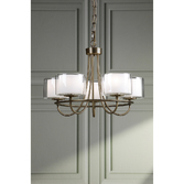 Photograph: Laura Ashley Southwell Antique Brass 5 Light Multi Arm Pendant Complete With Opal Glass Shades