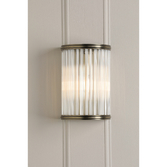 Photograph: Laura Ashley Sutton Wall Light Matt Antique Brass and Ribbed Glass