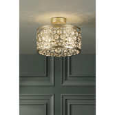 Photograph: Laura Ashley Tilbrook Matt Champagne Round 3 Light Semi-Flush Ceiling Light Complete With Crystal Decoration